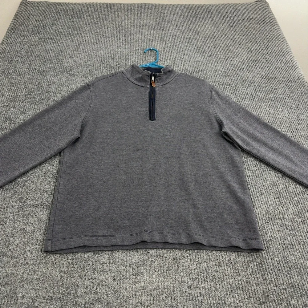 Banana Republic Quarter Zip Mens‎ L Gray Cotton Mock Neck Pullover Casual Style